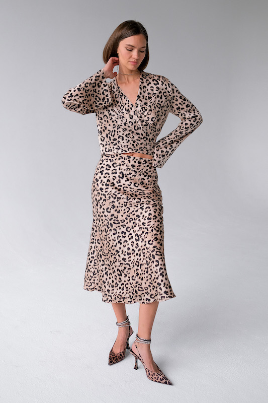 Юбка леопардовая миди