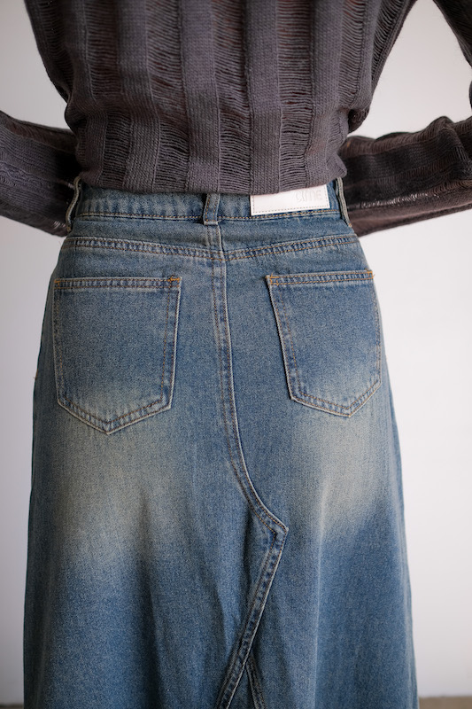 Юбка макси деним расклешенная