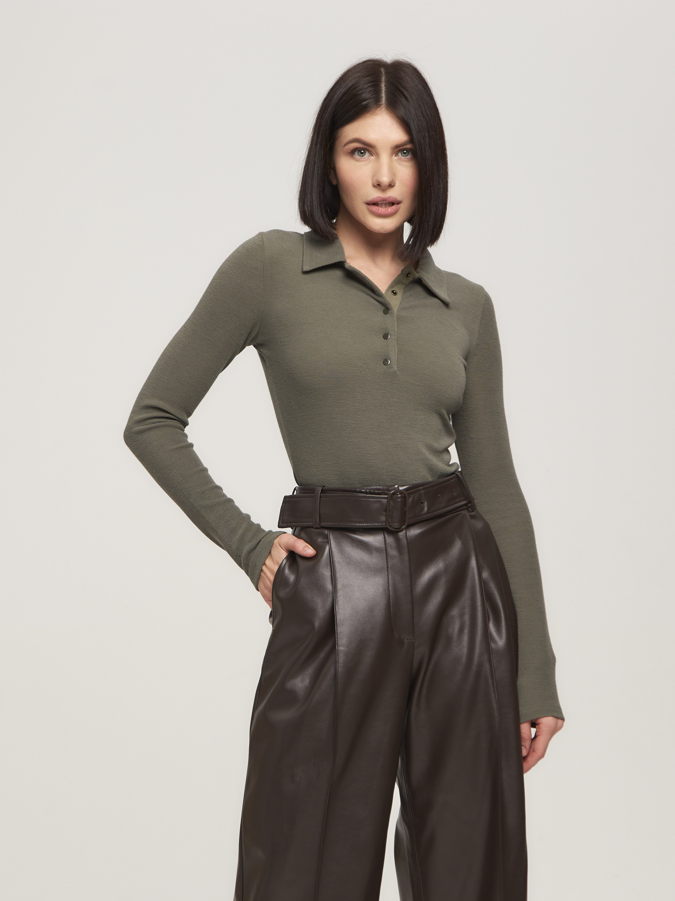 Поло трикотажное хаки