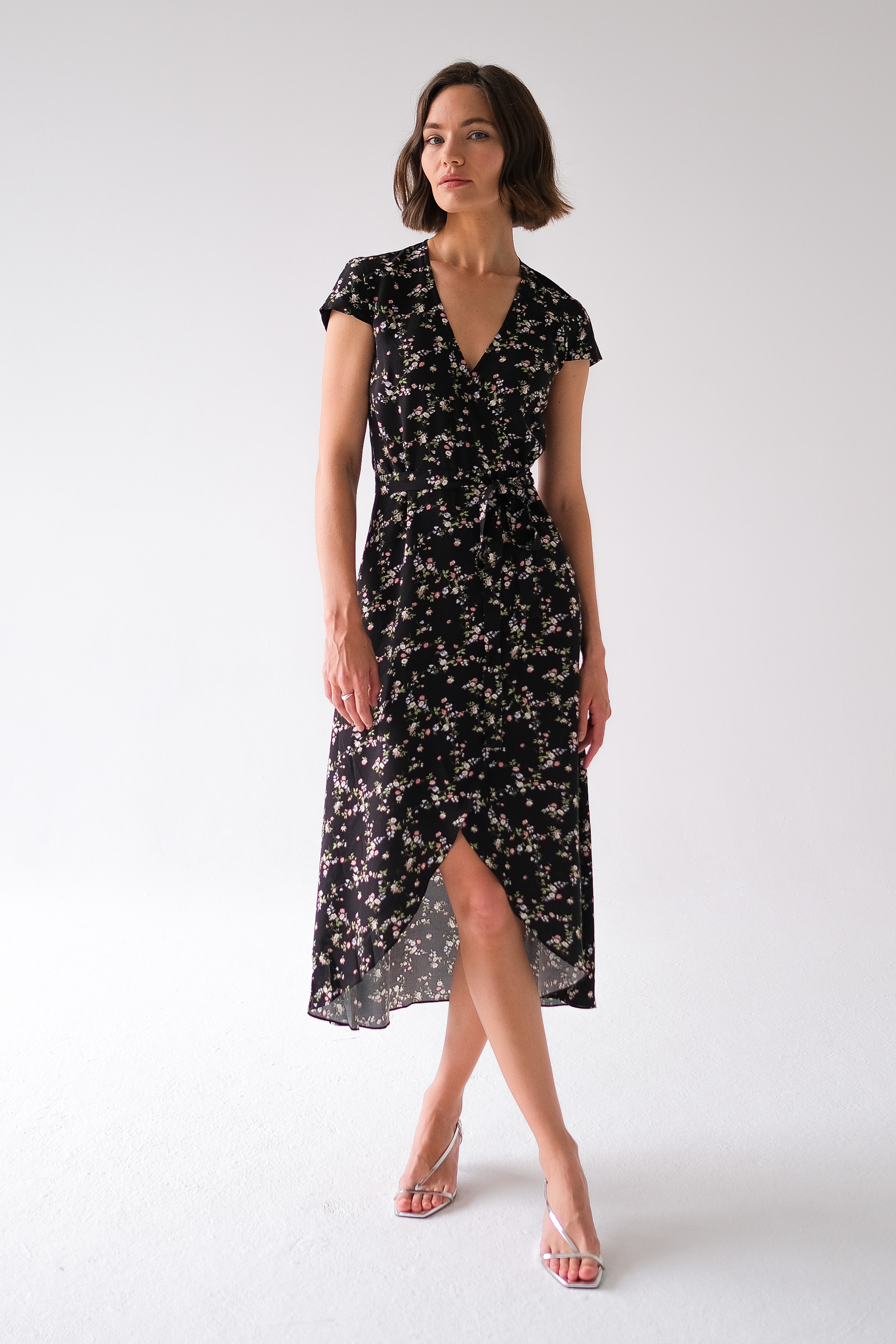 Платье запах в мелкий цветочек