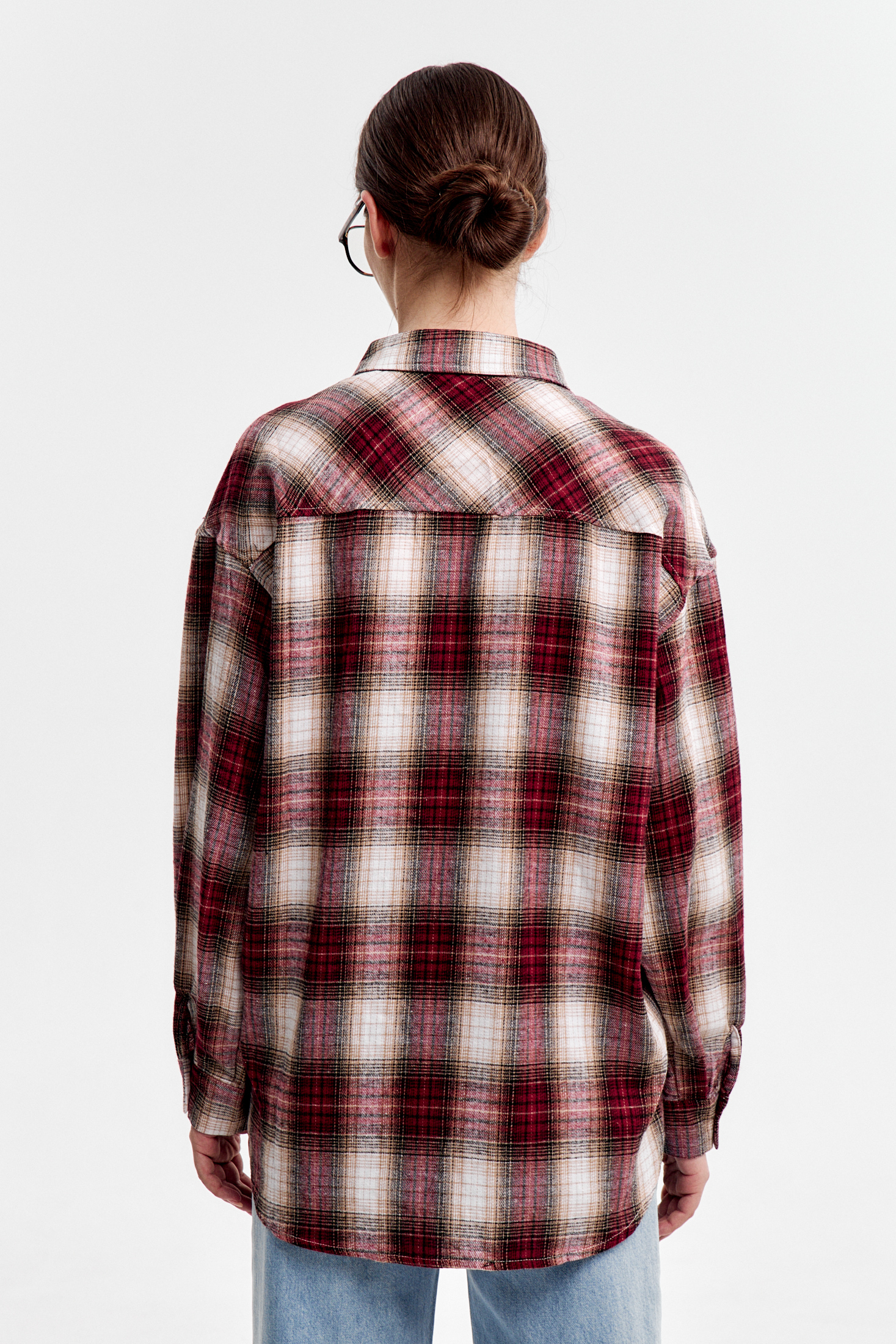 Рубашка в клетку бордовая