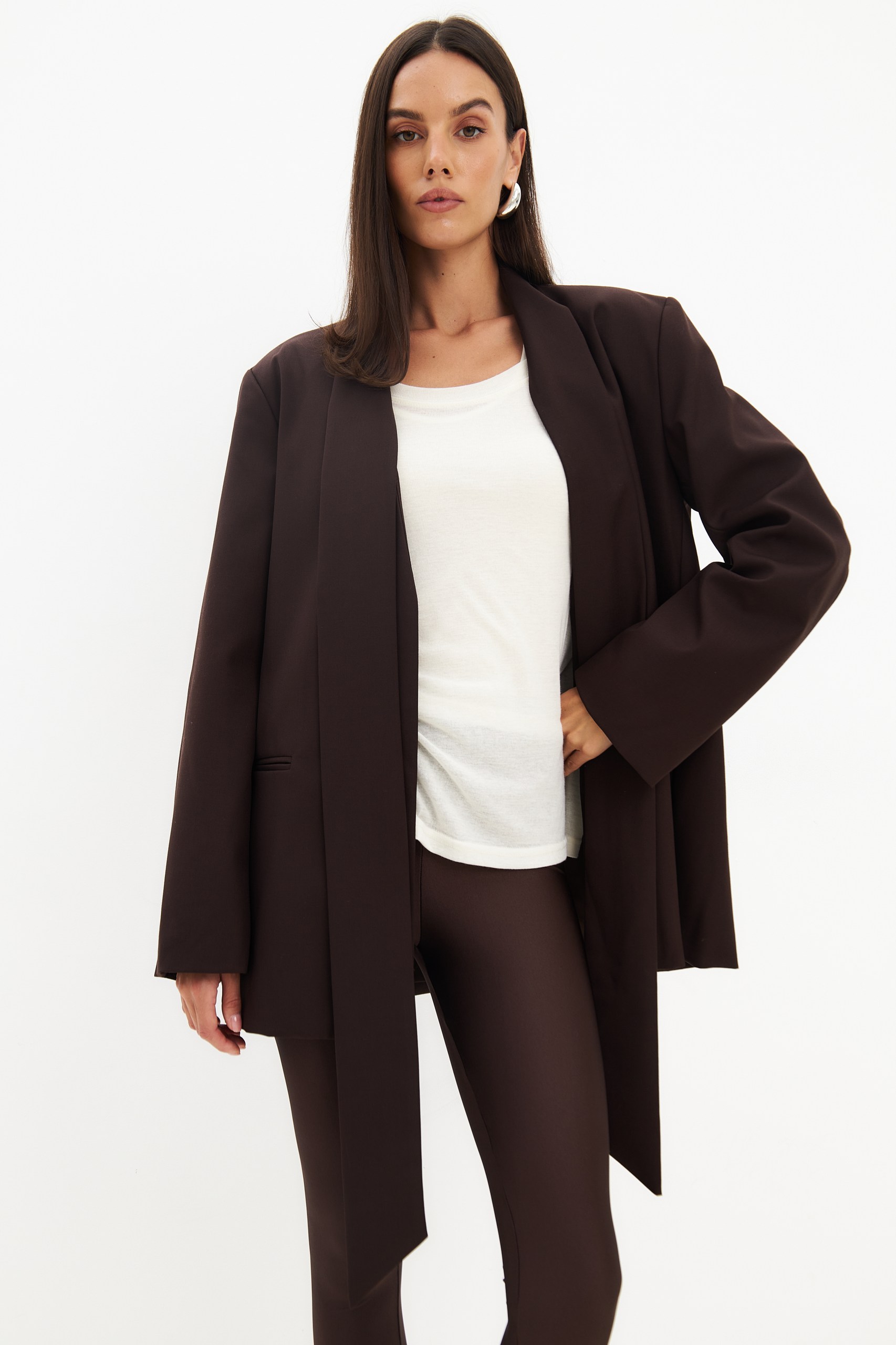 Оверсайз жакет с шарфом