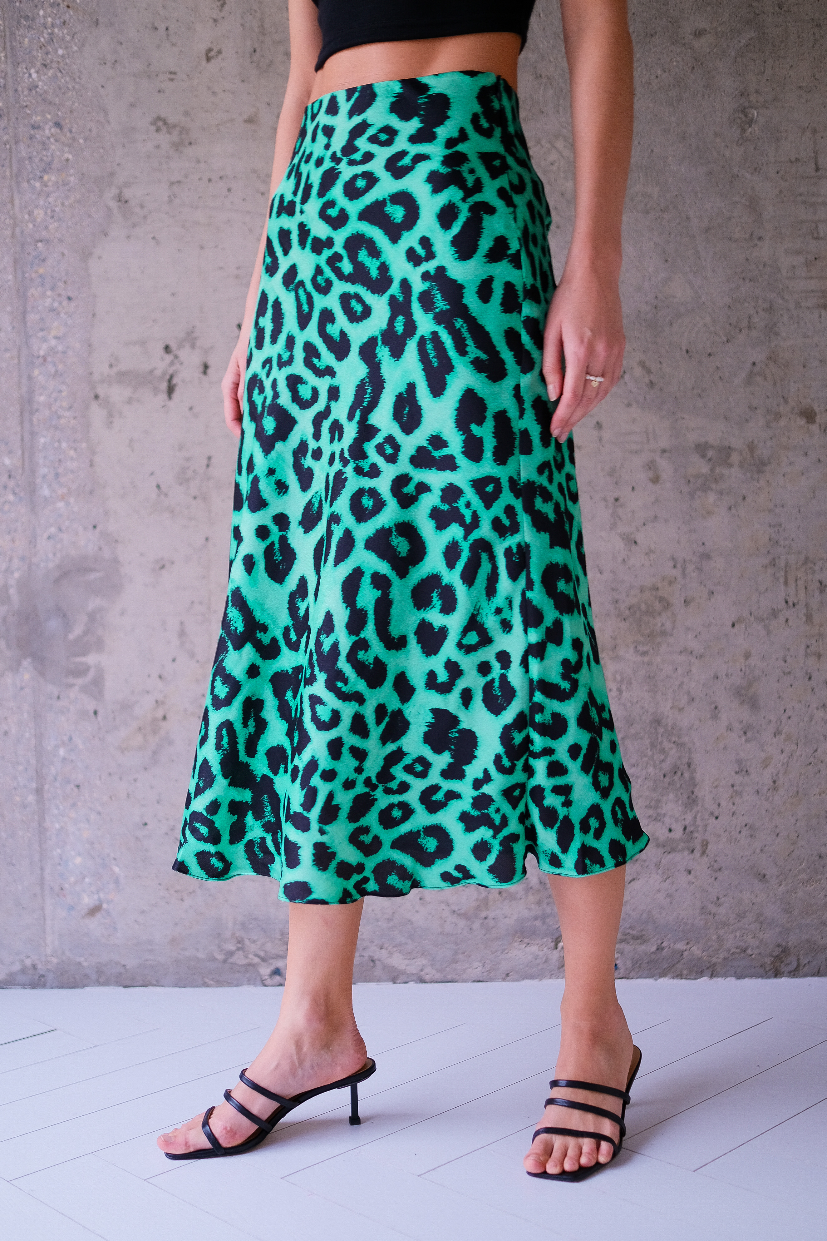 Юбка зеленый леопард