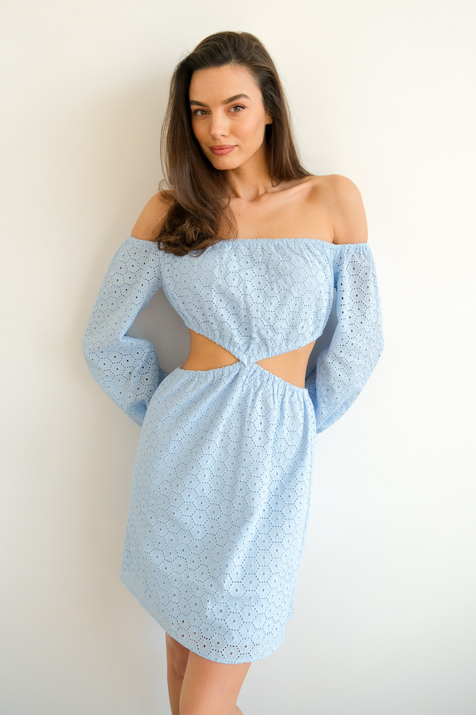 Платье из шитья голубое 