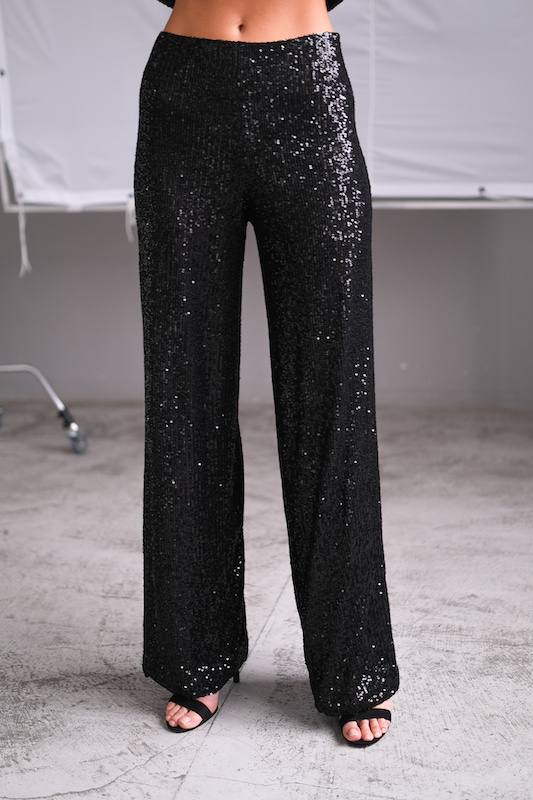  Брюки пайетки черные
