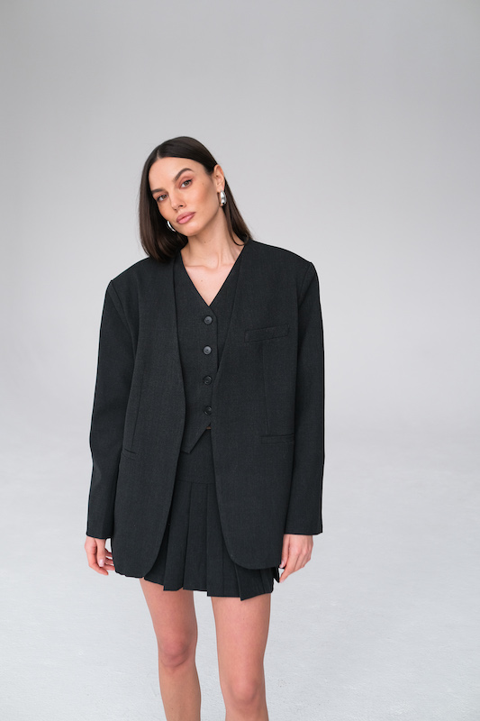 Жакет оверсайз без лацканов 