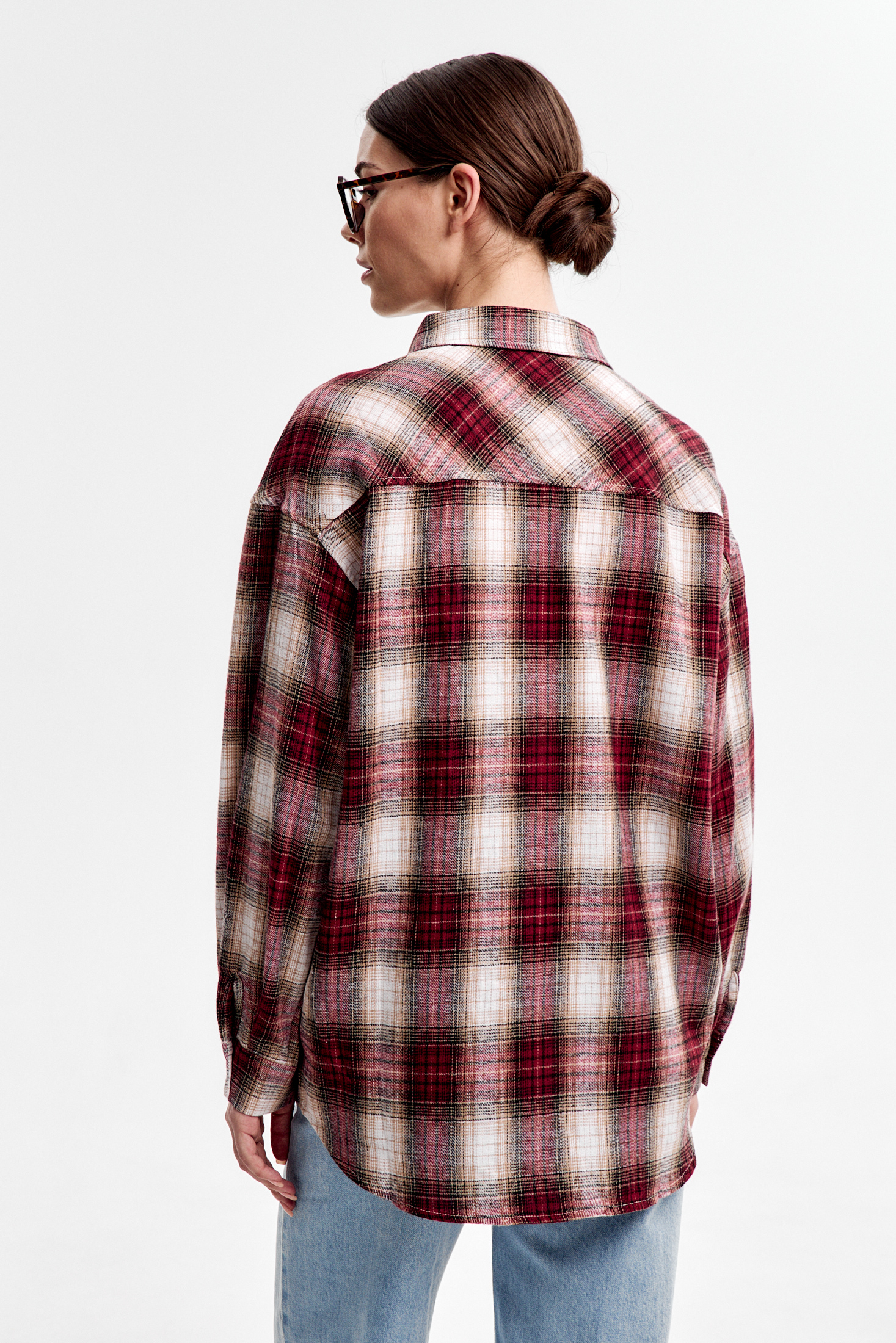 Рубашка в клетку бордовая