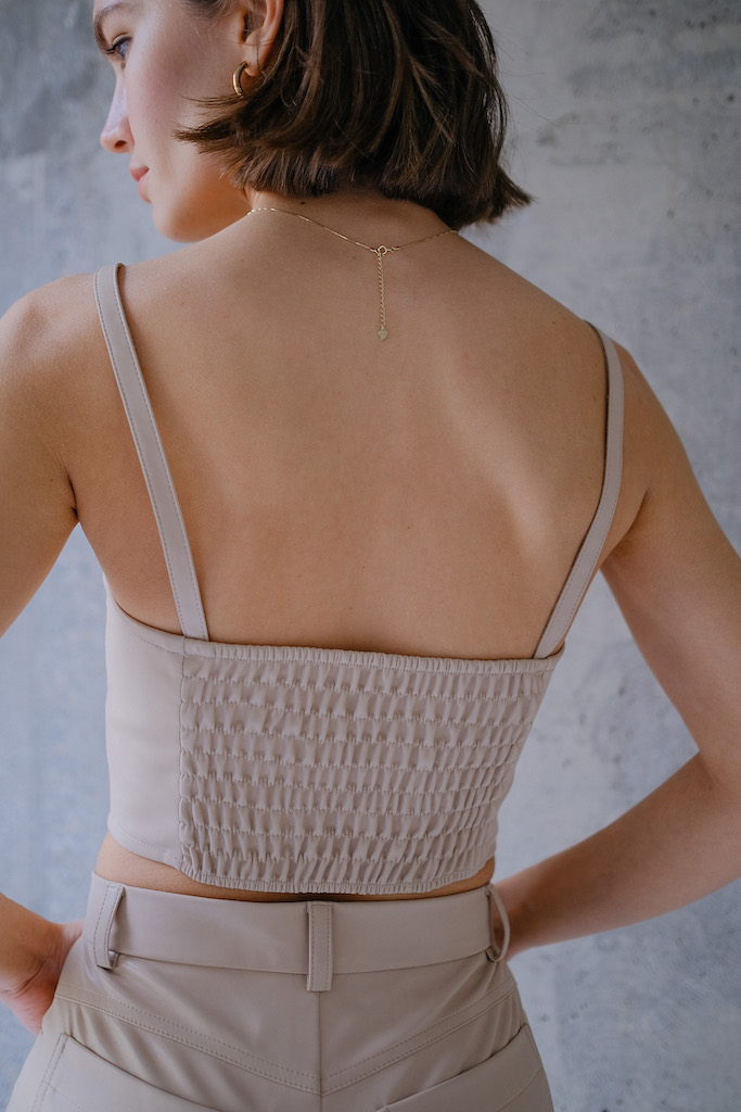 Топ из эко кожи бежевый
