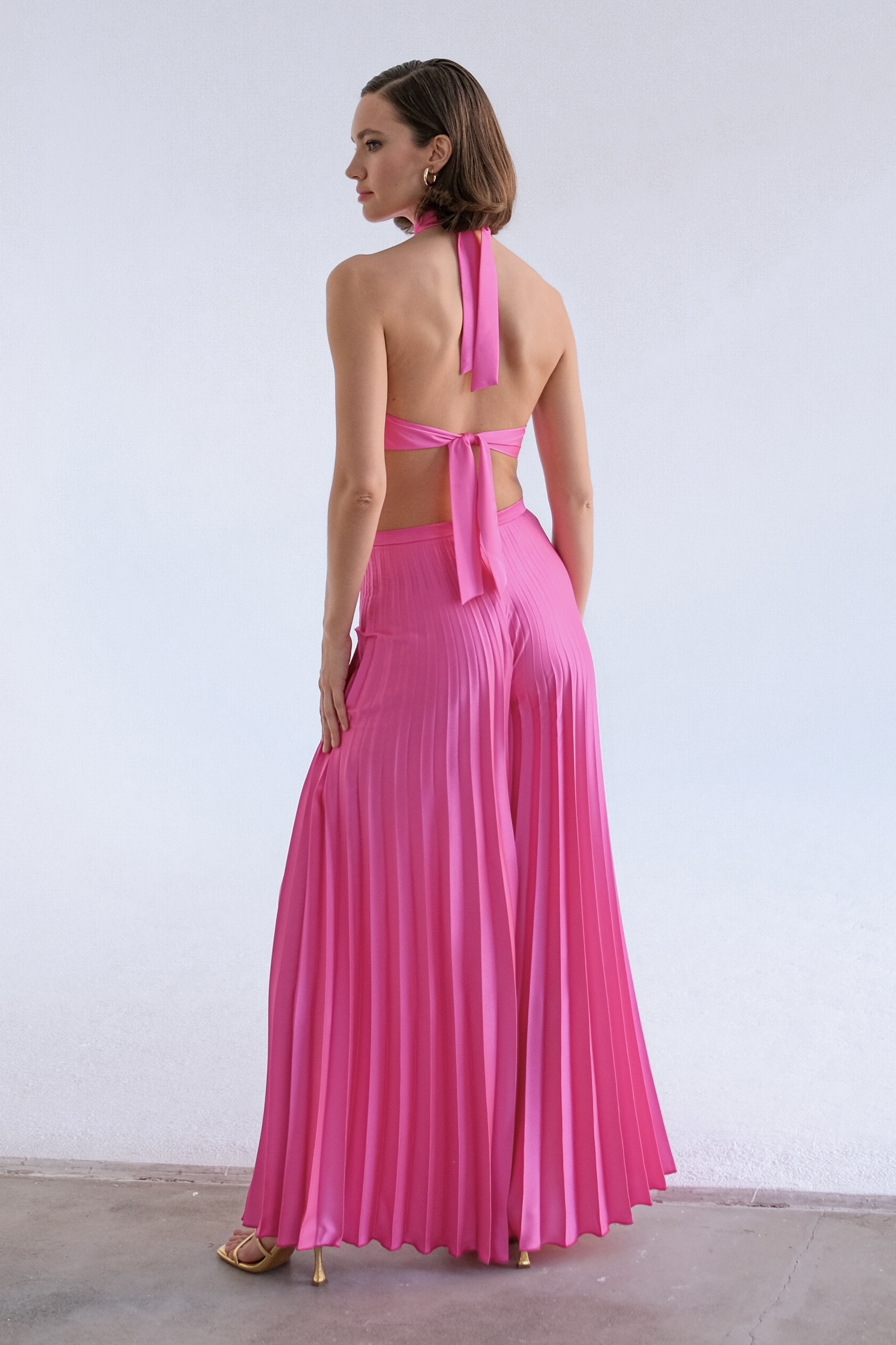 Брюки гофре розовые 