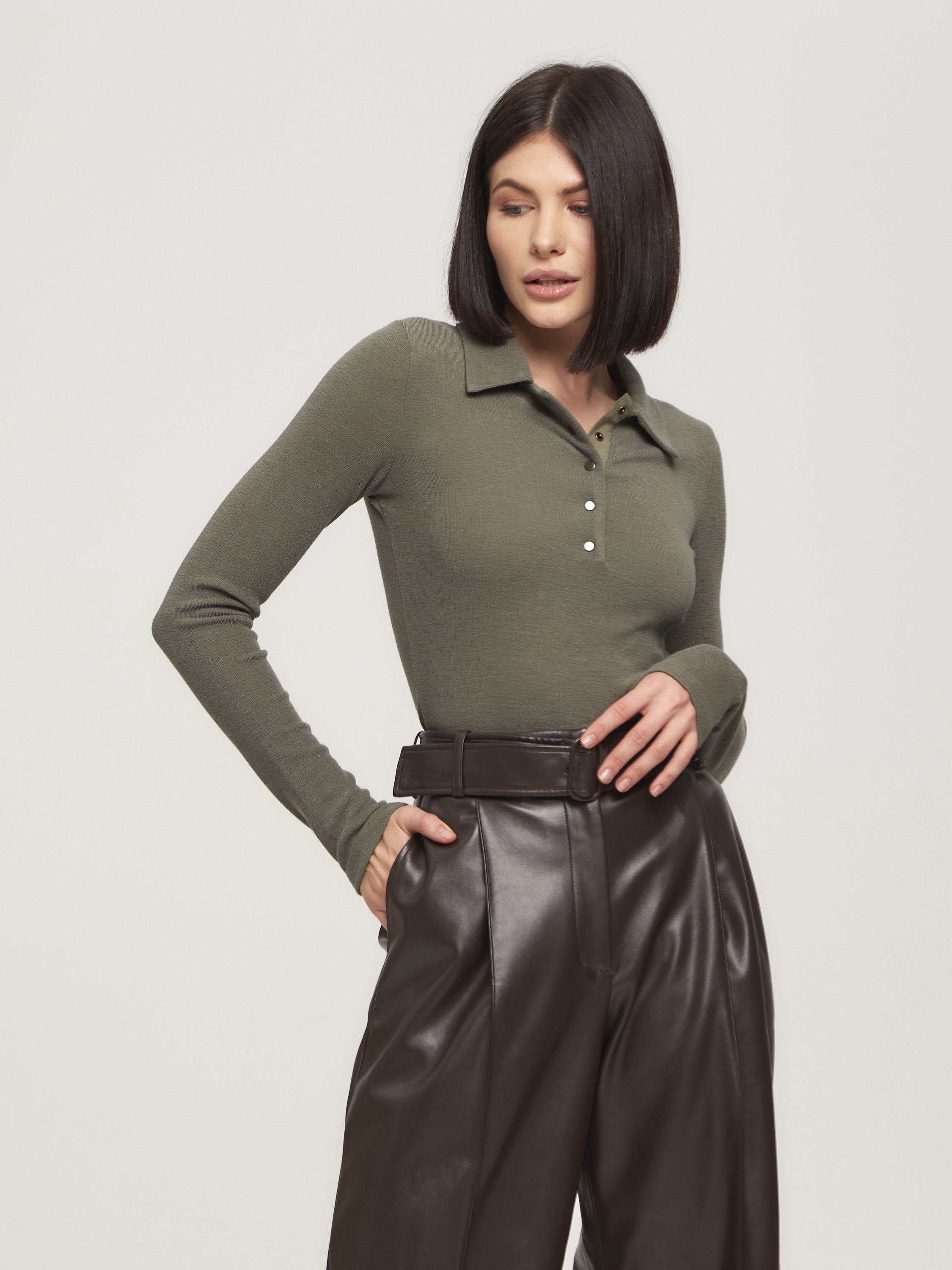 Поло трикотажное хаки