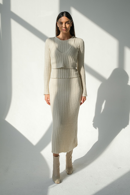  Топ трикотажный двойной молочный