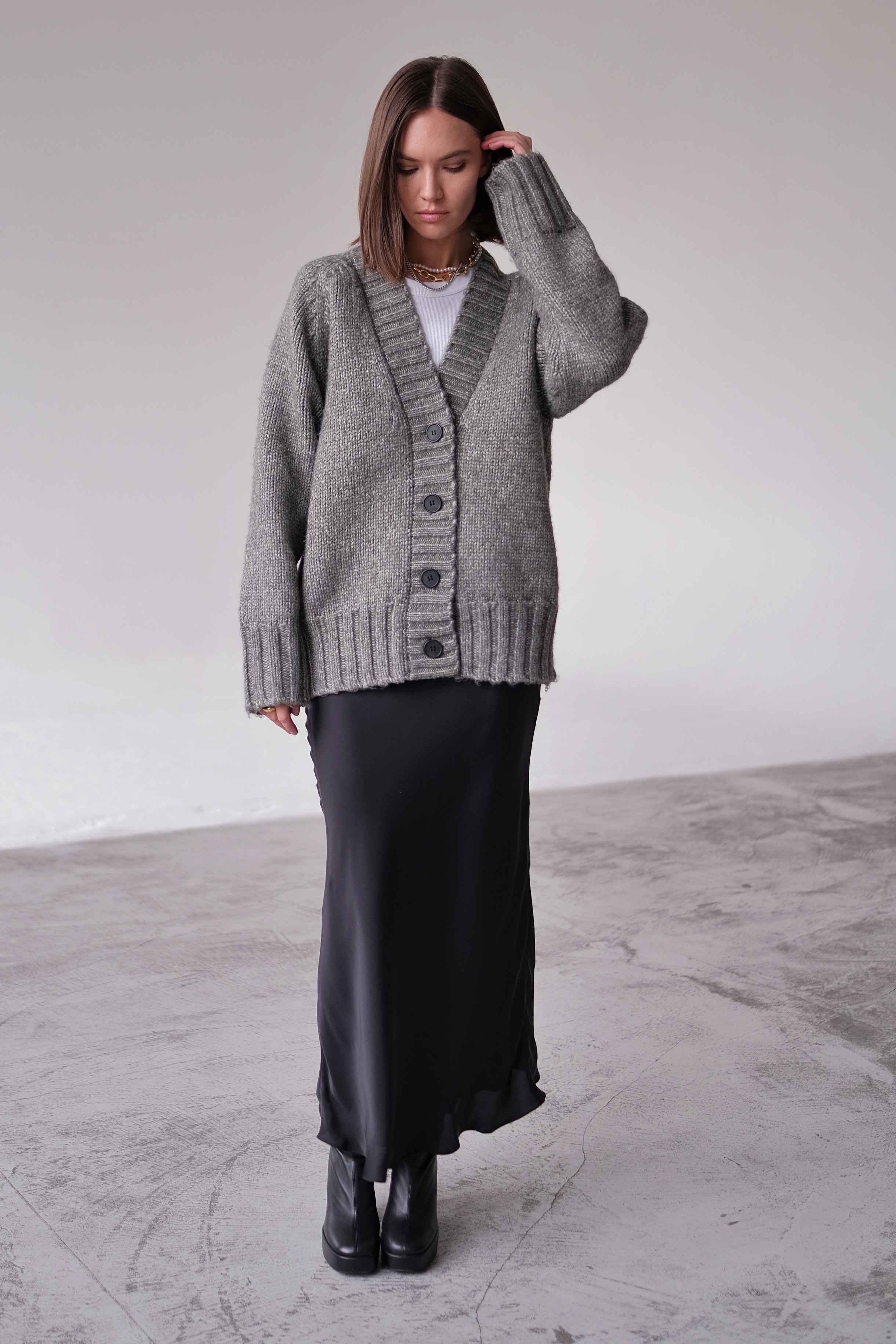 Кардиган серый