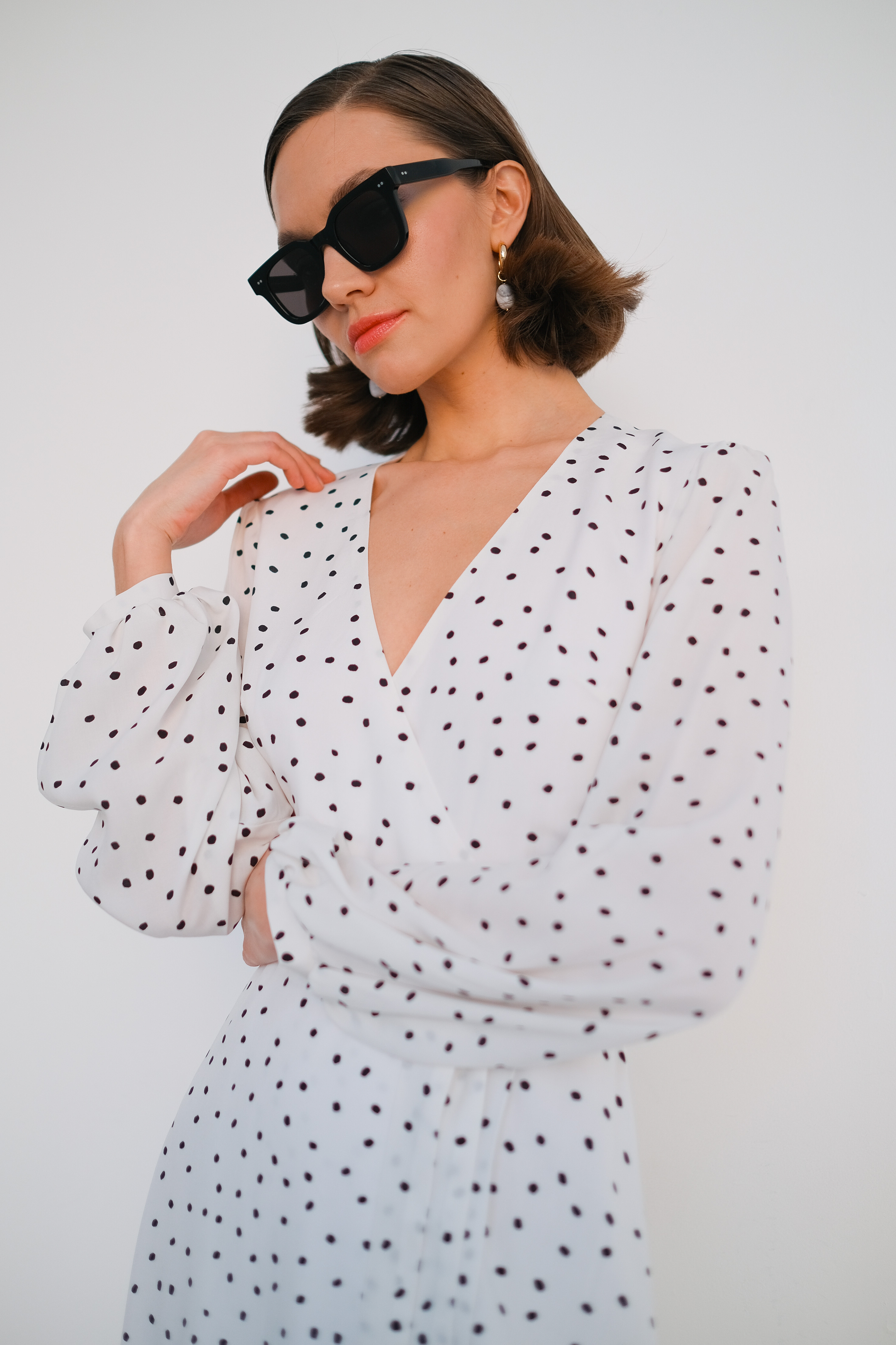 Платье на запах в горох 