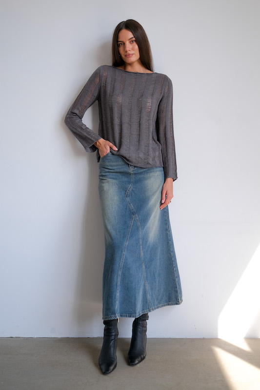 Юбка макси деним расклешенная