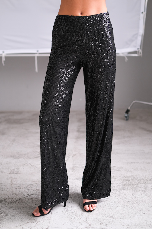  Брюки пайетки черные
