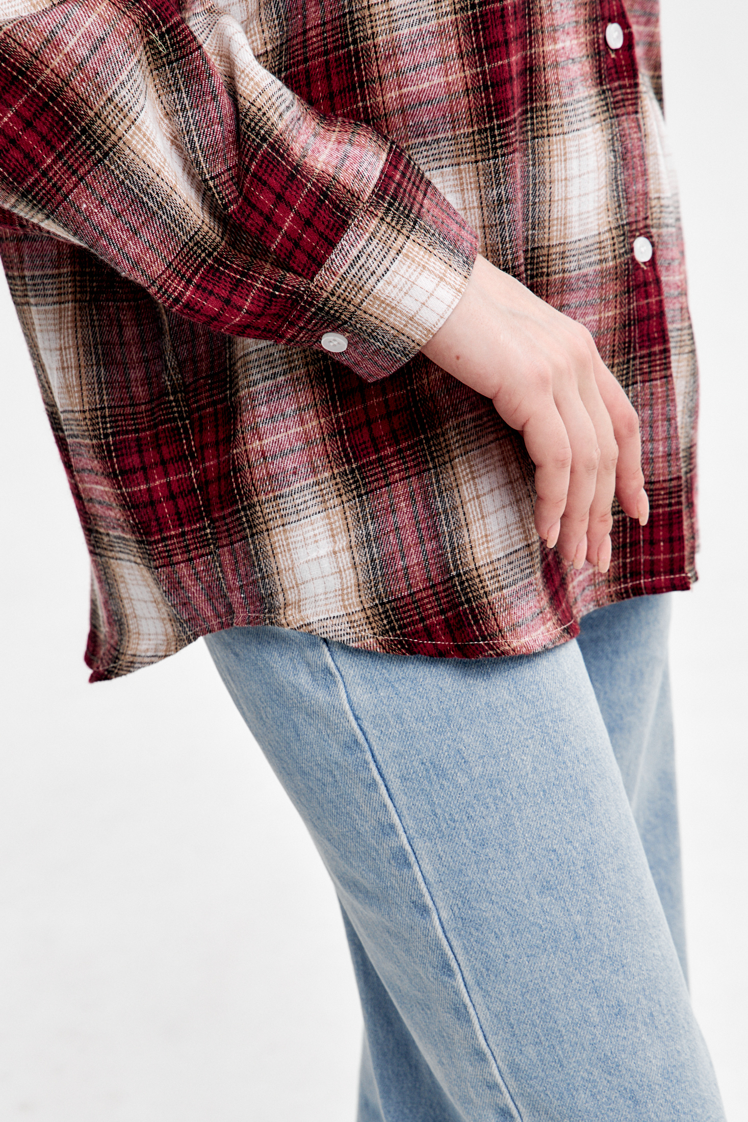 Рубашка в клетку бордовая