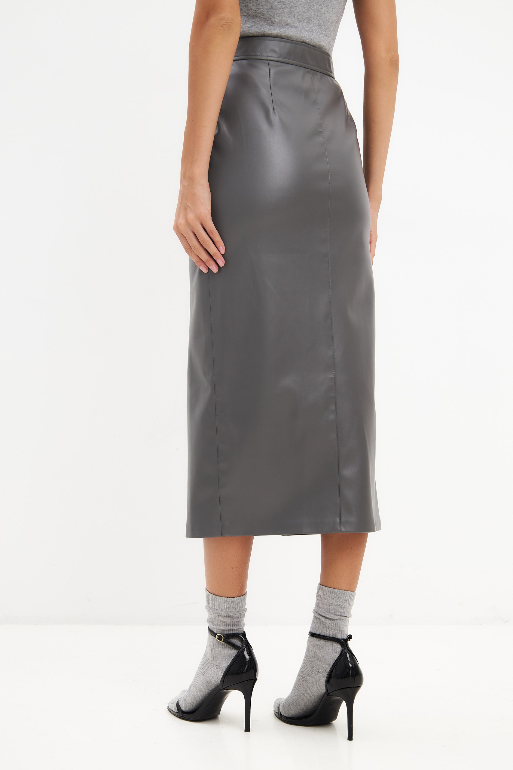 Юбка макси из эко-кожи