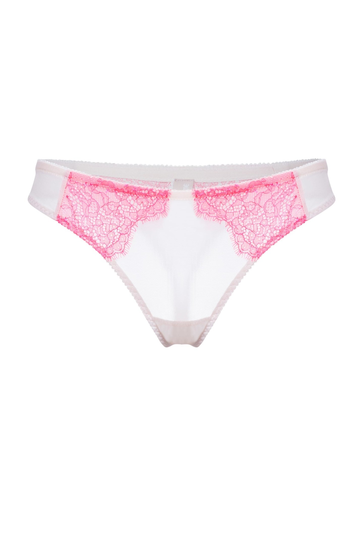 Стринги из сеточки с розовым кружевом