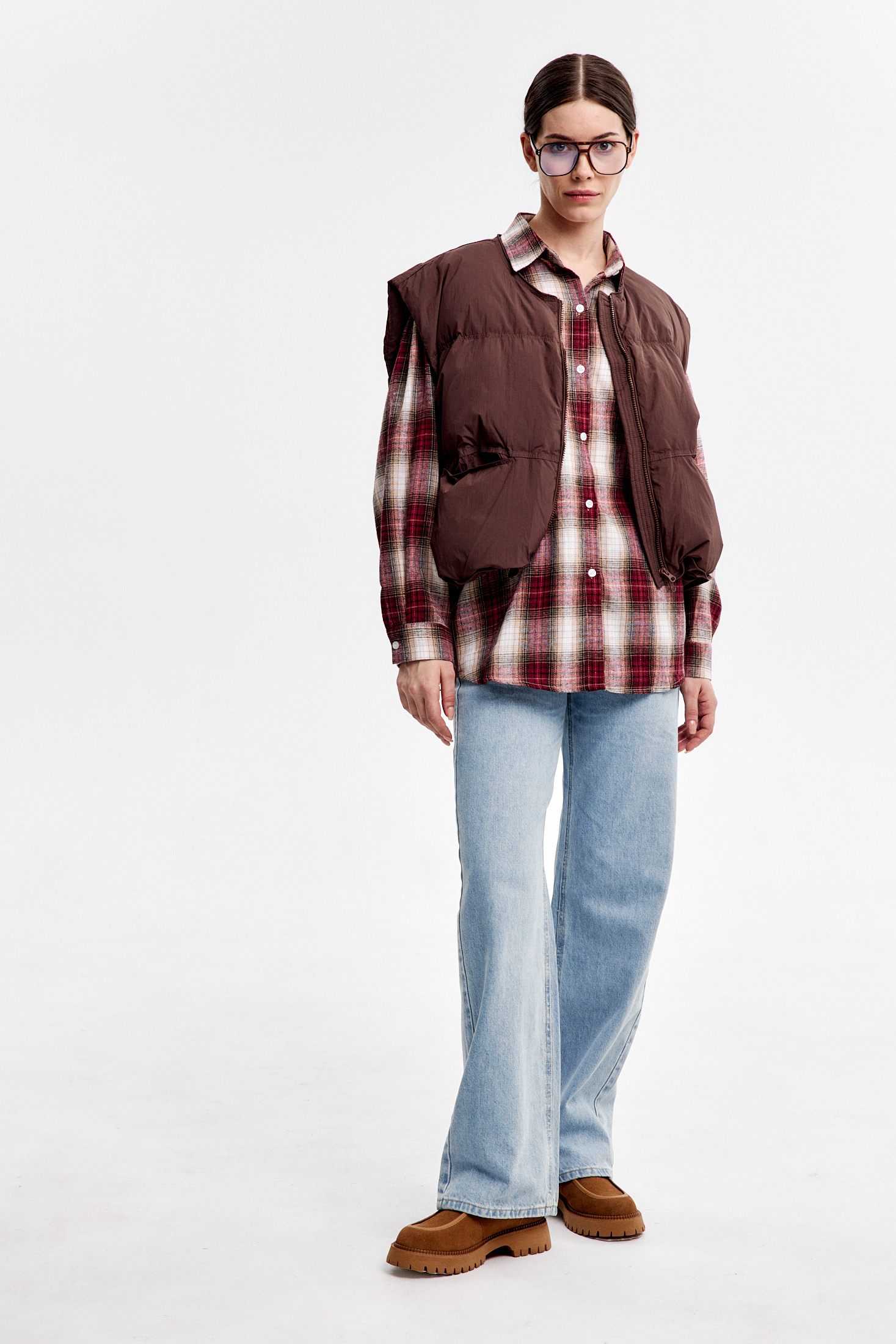 Рубашка в клетку бордовая