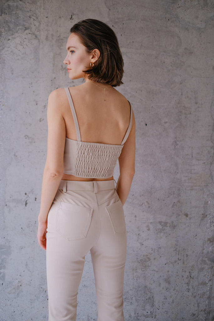 Топ из эко кожи бежевый