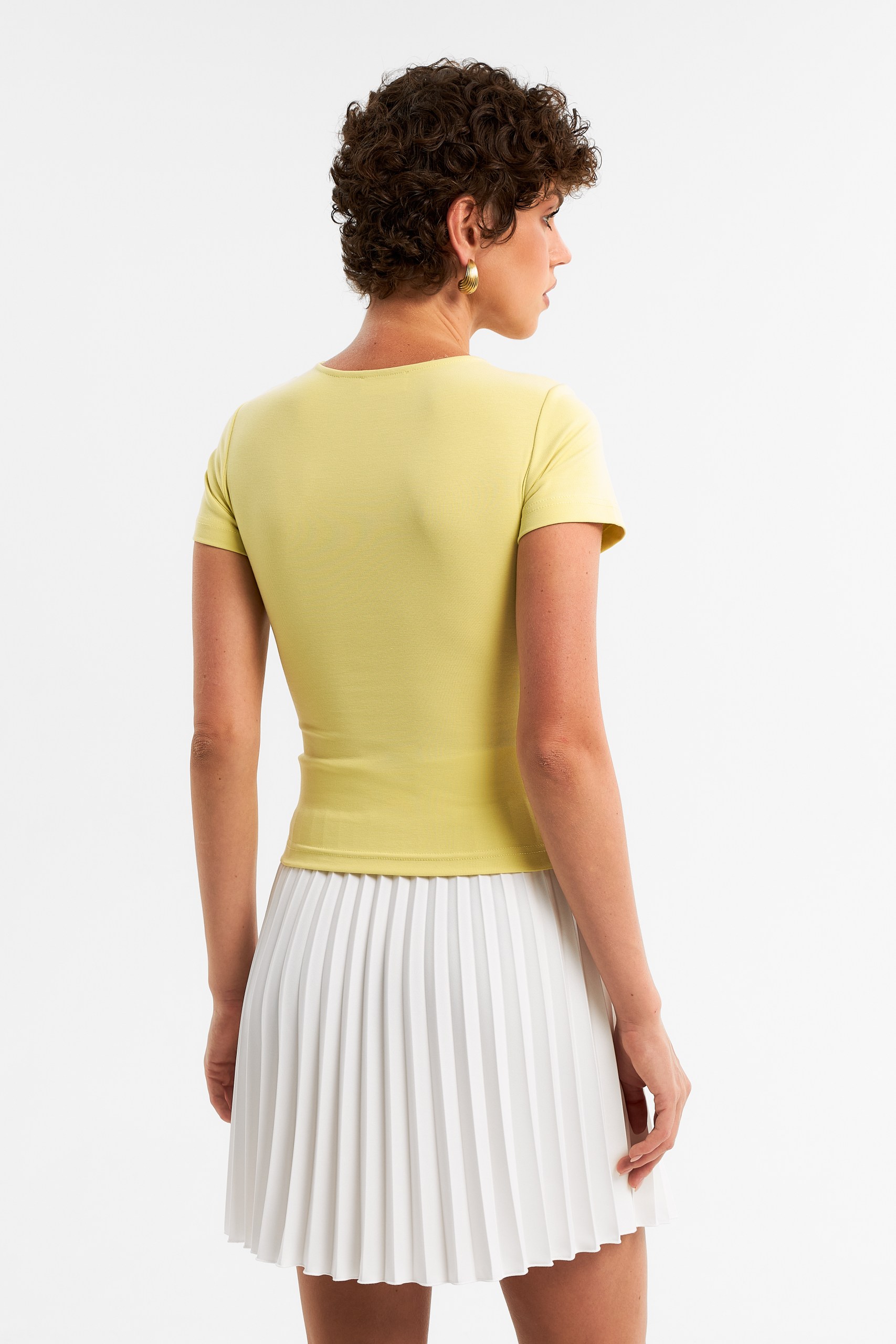 Юбка гофре мини молочная 