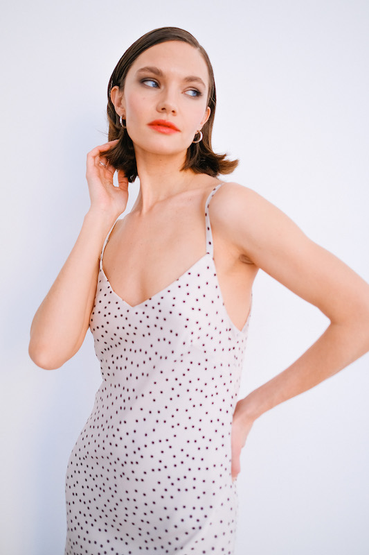 Платье комбинация в горох