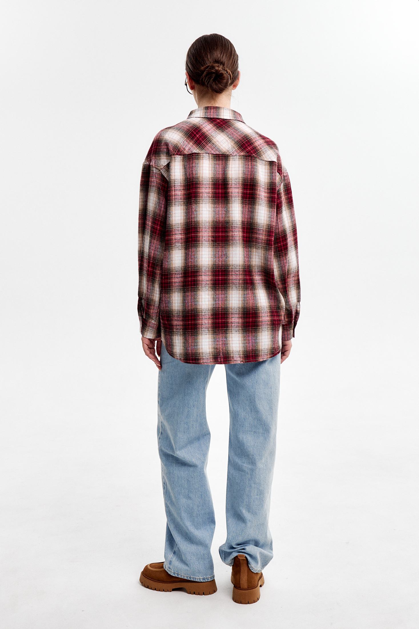 Рубашка в клетку бордовая