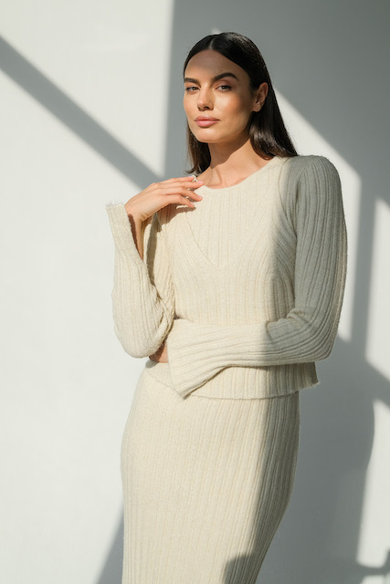  Топ трикотажный двойной молочный