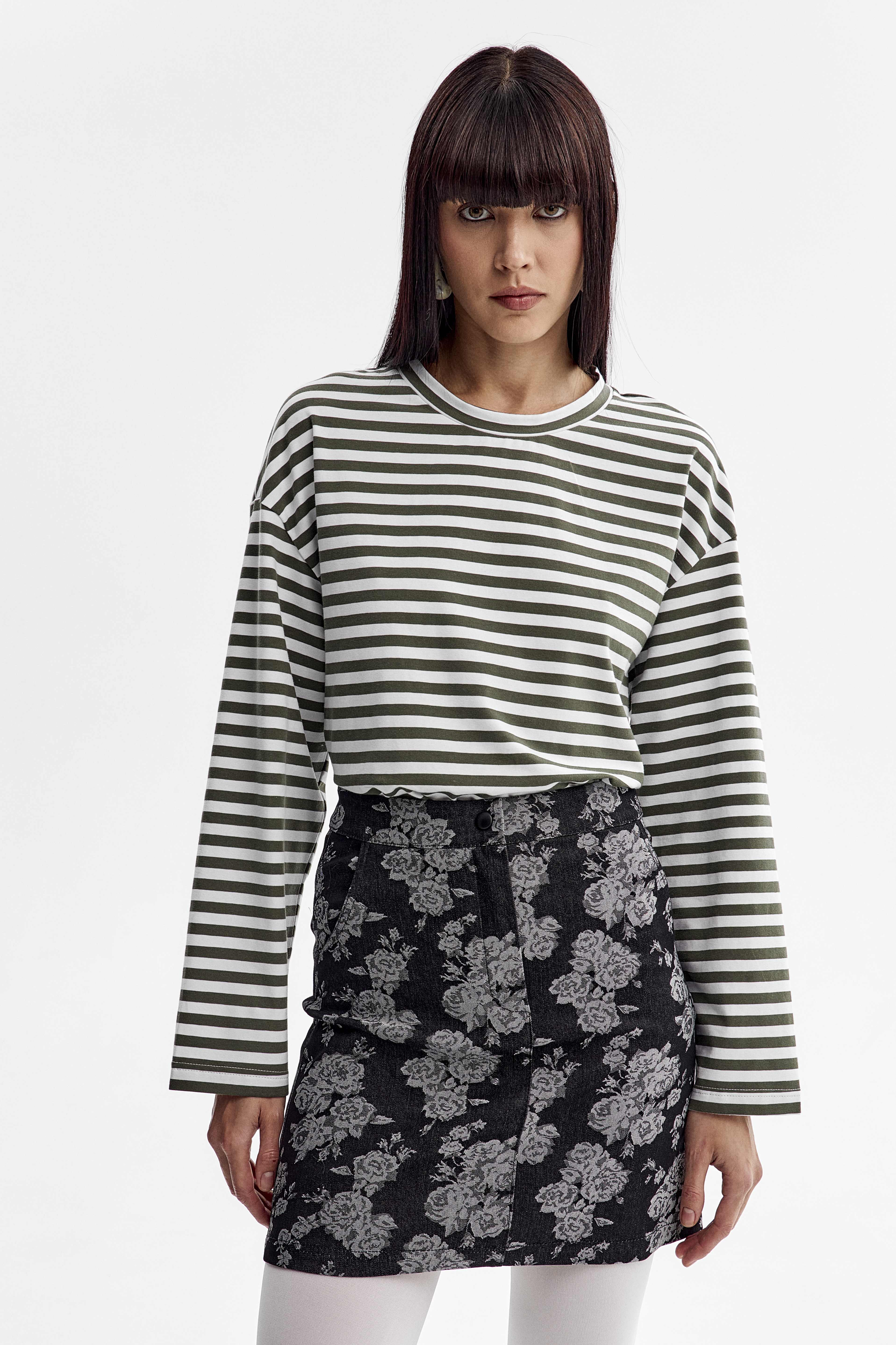 Юбка деним мини принт цветы