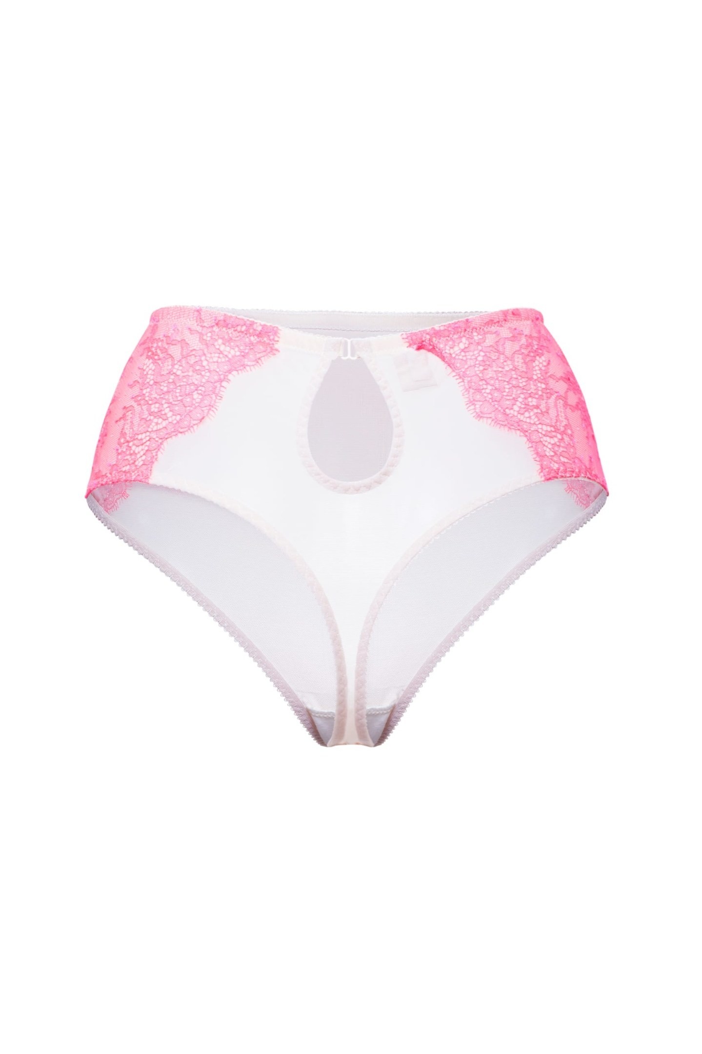 Трусики из сеточки и кружева высокие розовые