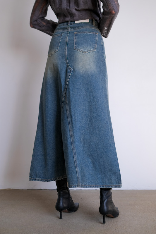 Юбка макси деним расклешенная
