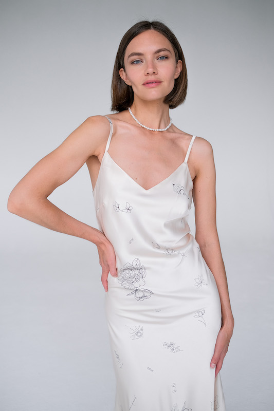 Платье комбинация принт тату