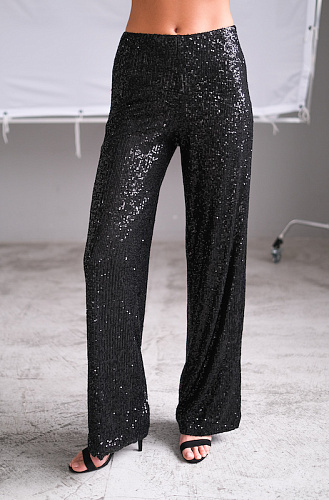  Брюки пайетки черные