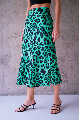 Юбка зеленый леопард