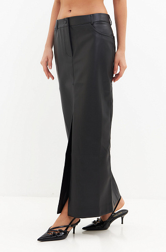 Юбка макси из эко кожи