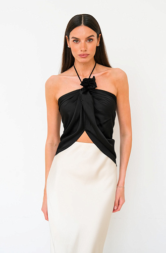 Топ с розой атласный