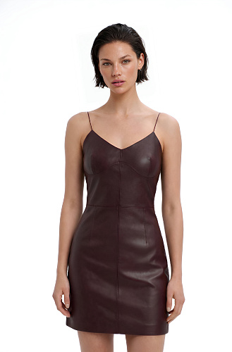  Платье мини эко кожа