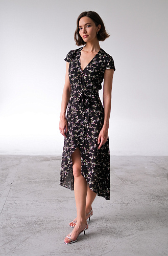 Платье запах в мелкий цветочек