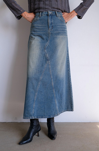 Юбка макси деним расклешенная