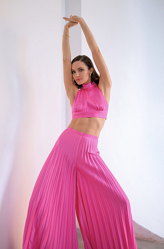 Брюки гофре розовые 