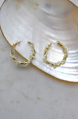 Серьги-полукольца с бисером