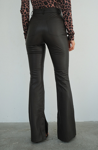 Брюки клеш эко кожа