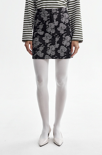 Юбка деним мини принт цветы