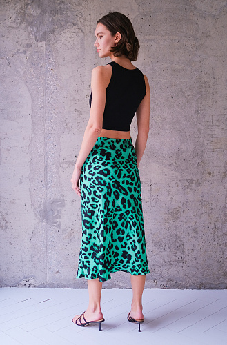 Юбка зеленый леопард