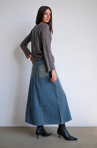 Юбка макси деним расклешенная