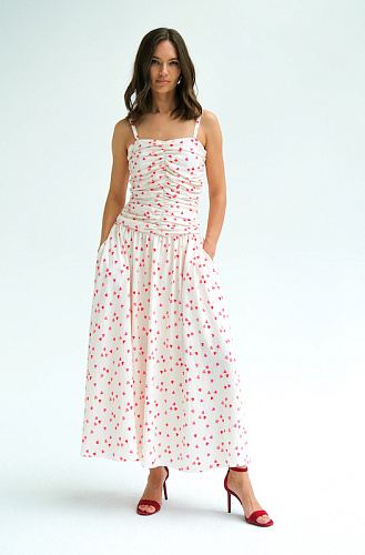 Платье макси принт сердца