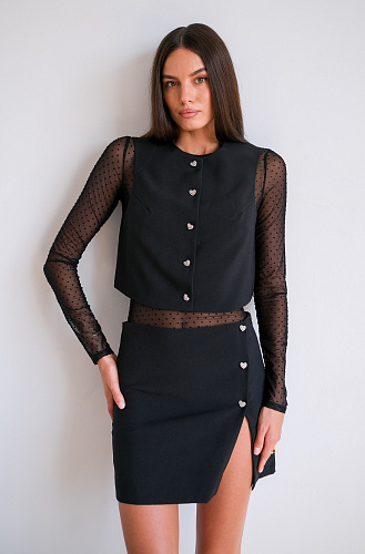 Жилетка мини с пуговицами сердечки